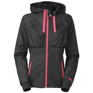 The North Face Sanctuary Hooded Yoga Windbreaker Jacket in Grey Hot Pink Size S